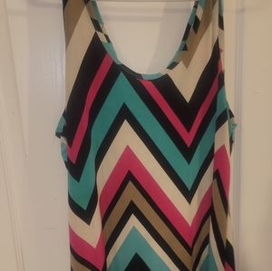 Candy striped tank top, size Large, turquoise.